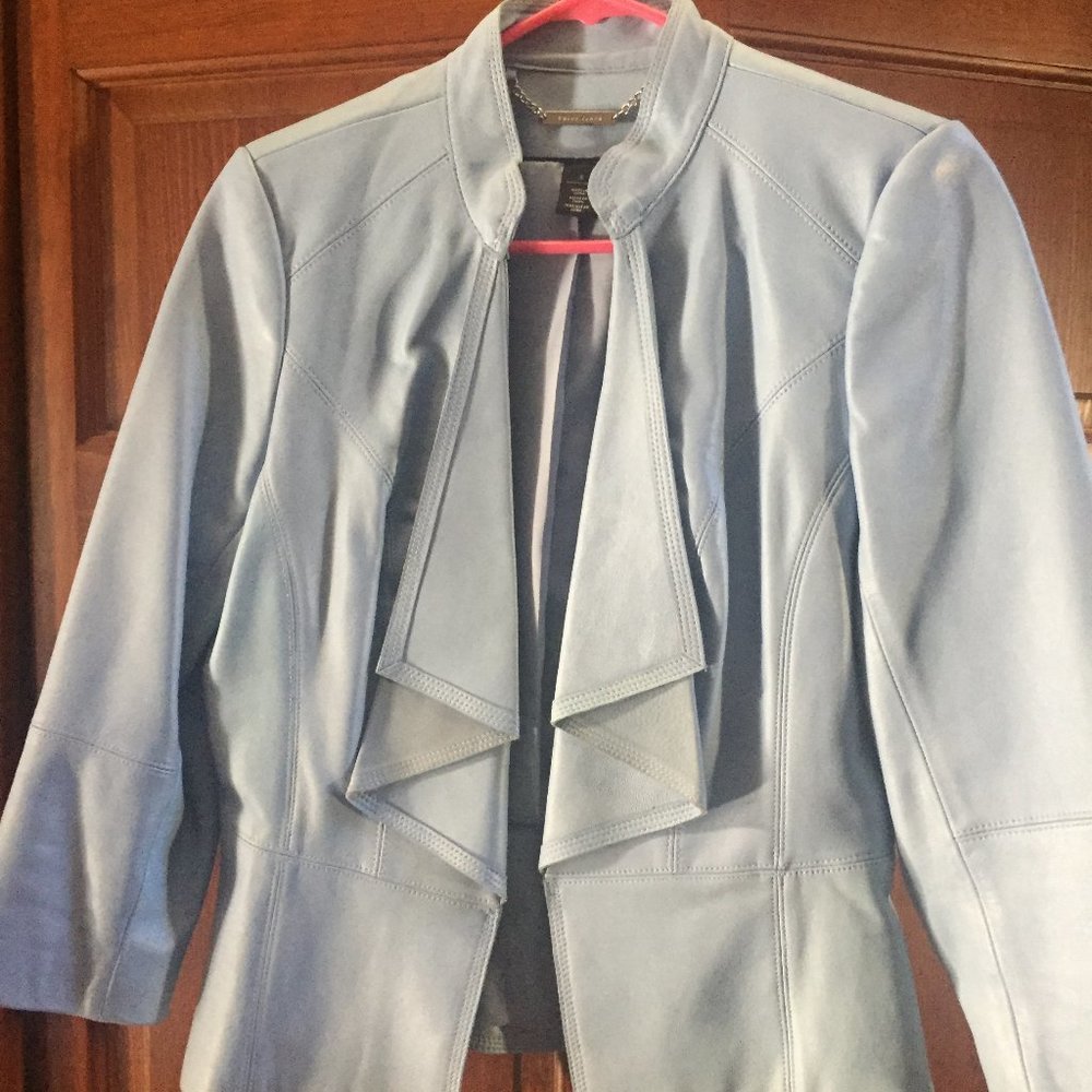 Women's baby blue genuine leather jacket Size S